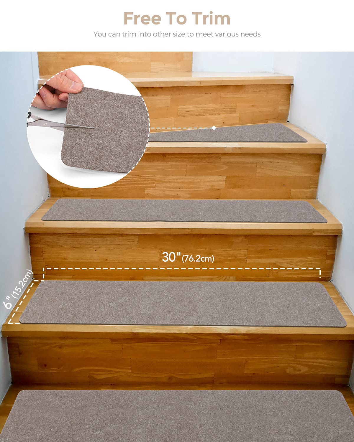 Antdle Stair Treads Non-Slip Carpet Indoor Set of 14 Black Carpet Stair  Tread Treads Stair Rugs Mats Rubber Backing (30 x 8 inch),(Bla